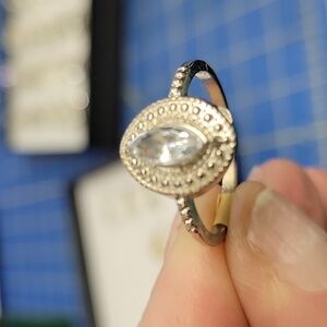 Solitaire Diamond Faux Silver Tone Ring